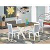 HomeStock 5-Piece Wire Brushed Linen White Finish Solid Wood Top Dining Table with 4-Upholstered Chairs - 2 of 4