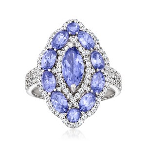 Ross-Simons 2.50 ct. t.w. Tanzanite and 1.00 ct. t.w. White Topaz Ring in Sterling Silver - 1 of 4