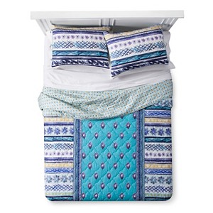 Turquoise Stripe Jewel Dream Reversible Quilt Set (Twin Extra Long) 2-pc - Boho Boutique
