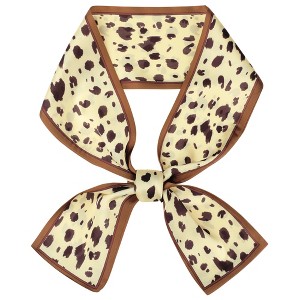 INSPIRE CHIC Women's Leopard Contrast Color Skinny Long Hair Ribbon Scarves 1Pc - 1 of 4