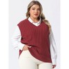 Agnes Orinda Women's Plus Size Fashion V Neck Cable Knit Sleeveless Pullover Casual Sweater Vests - 2 of 4