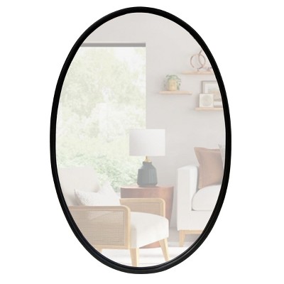 GlasFlength Decorative Wall Mirrors Oval Accent Mirror Wall Mirror Polished Mirror Decorative Mirror for Living Room, Black, 20.98"*0.79"*30.98"