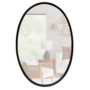 GlasFlength Decorative Wall Mirrors Oval Accent Mirror Wall Mirror Polished Mirror Decorative Mirror for Living Room, Black, 20.98"*0.79"*30.98" - 1 of 4