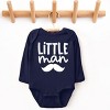The Juniper Shop Little Man Mustache Long Sleeve Bodysuit - NB - Navy - 2 of 4