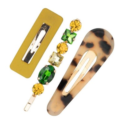 Kitsch Acrylic Stackable Snap Clip 3pc Set - Citrine