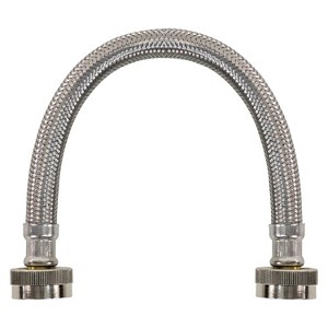 Certified Appliance Accessories® Braided Stainless Steel Water-Inlet Hose, 3/4 In. FGH x 3/4 In. FGH, 1 Ft. in Silver - 1 of 4