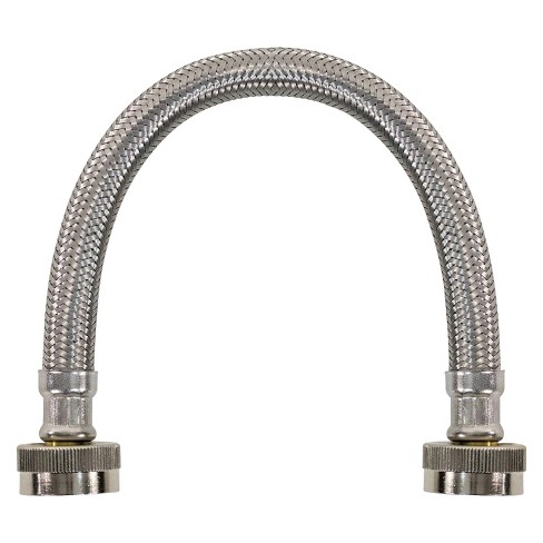 Certified Appliance Accessories® Braided Stainless Steel Water-Inlet Hose, 3/4 In. FGH x 3/4 In. FGH, 1 Ft. in Silver - image 1 of 4