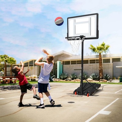 SKONYON 32" Portable Basketball Hoop, Adjustable Height 5.2-7ft, Outdoor Basketball Goal with Wheels