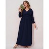 Women Plus Size 3/4 Sleeve V-Neck Ruched Dress - 3 of 4