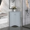 Corner Storage Cabinet with Adjustable Shelves, Freestanding Floor Bathroom Cabinet, Farmhouse Corner Cabinets, Space-Saving Home Furniture, Blue - 2 of 4