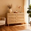 KTMBDW 6 Drawer Dresser for Bedroom, Modern Rattan Dresser, Bedroom Dressers with Drawers, 51" Large Double Wooden Chest of Drawers for Living Room - 3 of 4