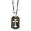 Chisel Stainless Steel with Sterling Silver and Carbon Fiber Inlay Yellow IP-plated Cross on a 24" Curb Chain Necklace - 2 of 4