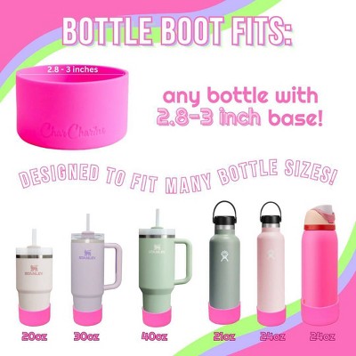 CharCharms Water Bottle Boot Hot Pink: Silicone Boot, Dishwasher-Safe, Drinkware Accessory for Hot & Cold Beverages