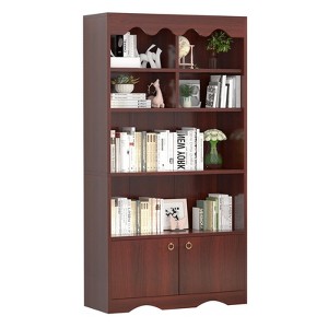 63 Inches Tall Bookshelf, 5-Tier Open Bookcase Retro Bookshelves Storage Organizer Shelf, Wooden Display Floor Bookshelf - 1 of 4