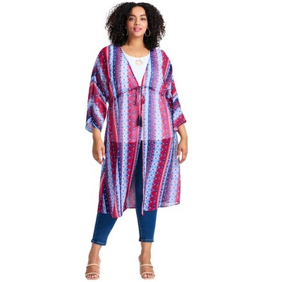 Avenue Women's Plus Size Tie-Front Duster Duster