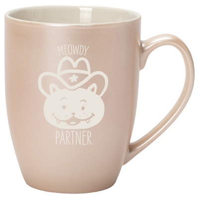 100 North Cowboy Hat Kitten 10 Ounce White and Precious Pearl Metallic Finish, Comfortably Fits Your Hands, New Bone China Coffee Tea Cup Mug, Meowdy
