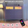 6 - Drawer Dresser with LED Lights and Charging Station Modern Chest of Drawers with 2 Shelves & Mental Handle for Bedroom - 4 of 4