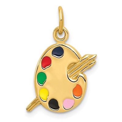 Black Bow Jewelry 14k Yellow Gold & Enameled Artist Palette Pendant