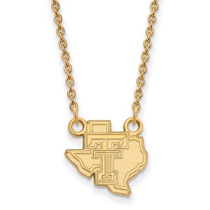 Black Bow Jewelry 14k Yellow Gold Plated Sterling Silver Texas Tech Red Raiders NCAA Necklace 18 Inch - 1 of 4