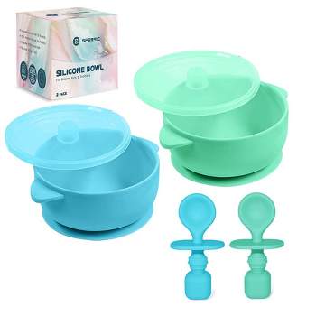 Baby Bowls with Suction - 4 Piece Silicone Set with Spoon for Babies K