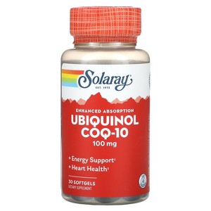 Solaray Ubiquinol CoQ10, Enhanced Absorption, 100 mg, 30 Softgels - 1 of 2
