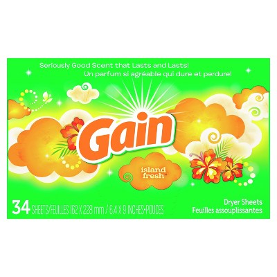 Gain Dryer Sheets, Island Fresh Scent, 34 count
