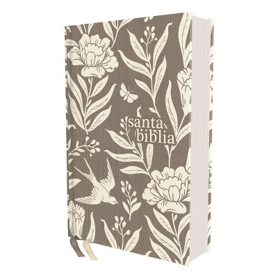 Nvi, Santa Biblia, Revisión 2022, Tamaño Compacto, Tapa Dura/Tela, Gris Floral, Palabras de Jesús En Rojo, Comfort Print - (Hardcover)