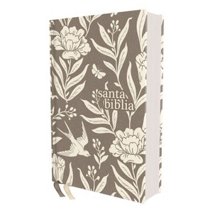 Nvi, Santa Biblia, Revisión 2022, Tamaño Compacto, Tapa Dura/Tela, Gris Floral, Palabras de Jesús En Rojo, Comfort Print - (Hardcover) - 1 of 1