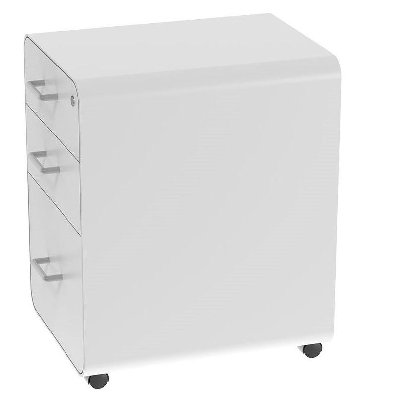 Monoprice Round Corner 3-Drawer File Cabinet - White With Lockable Drawer - Workstream Collection, 3 of 7