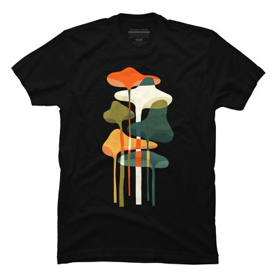 Men's Design By Humans Artistic Wild Mushrooms Glowing By radiomode T-Shirt