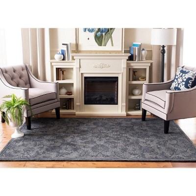 Gray Hand-Tufted Wool Persian Floral Area Rug 6' x 9'