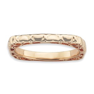 Black Bow Jewelry 2.25mm Stackable 14K Rose Gold Plated Silver Square Heart Band - 1 of 4