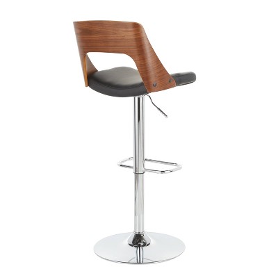 Valencia Mid-Century Adjustable Black Faux Leather Barstool Set