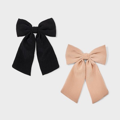 Hair Bow Barrette 2pc - A New Day™ Black/Tan