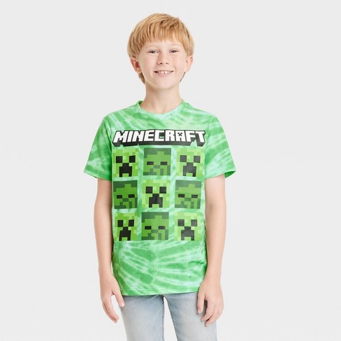 Boys' Minecraft Creeper Grid St. Patrick's Day Short Sleeve Graphic T-Shirt - Green  - image 1 of 3
