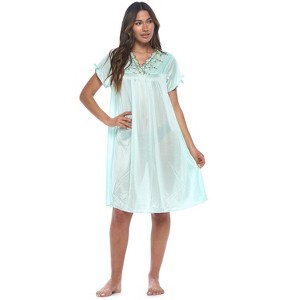 Casual Nights Women's Fancy Lace Neckline Silky Tricot Nightgown - 1 of 4