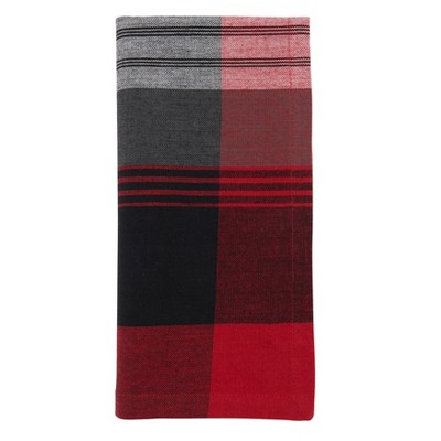 Red and Gray Cotton Plaid Table Napkins, Set of 4