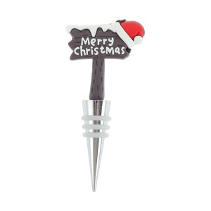 Unique Bargains Bottle Stoppers Christmas Road Sign Wine Aluminum Alloy TPR Resin 1 Pc - 1 of 3