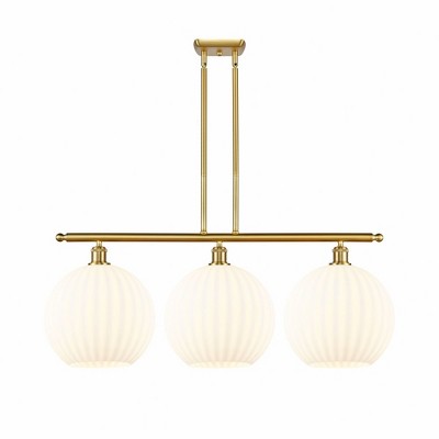 White Venetian - 3 Light Stem Hung Island In Modern Style-14 Inches Tall and 38.5 Inches Wide