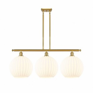 White Venetian - 3 Light Stem Hung Island In Modern Style-14 Inches Tall and 38.5 Inches Wide - 1 of 1