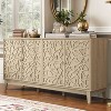 Galano Verbus Erdstall Wood 61.5 in. 4 Door Sideboard with Adjustable Shelves in Pearl White Oak, Black, Oslo Oak - 2 of 4