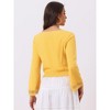 Allegra K Women's Round Neck Bell Long Sleeve Smocked Hem Cropped Blouse - 4 of 4