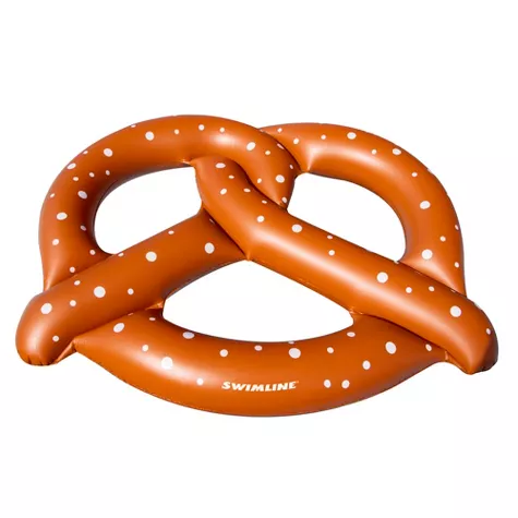 Swimline 60" Inflatable Giant Pretzel 3-Person Swimming Pool Float - Brown/White, image 1 of 9 slides