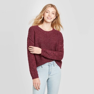 burgundy pullover sweater women's