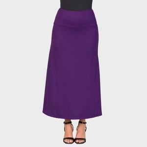 24seven Comfort Aapparel Womens Solid Color Elastic Waist Maxi Skirt - 1 of 4