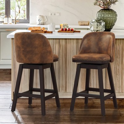 Arceso Swivel Bar Stools, 26 Inch Counter Height Bar Stools Set of 2, Barstools for Kitchen Island