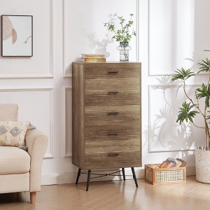 RISOKEYS Drawer Dressers Bedroom Furniture Large Storage Tower Unit, Dresser for Bedroom,Spacious and Stylish Closet,Hallway,Rustic Walnut - 1 of 4