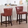BABYYER Leather Bar Stools, 26" Wooden Barstools Set of 2, 360°  Swivel Counter Height Chairs with Nail-Head Trim for Kitchen Island - 2 of 4