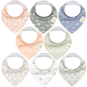 8pk Organic Baby Bandana Bibs, Baby Drool Bibs for Baby Boy, Girl, Baby Bibs for Infant, Newborn - 1 of 4