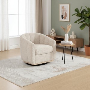 Merax 360° Swivel Pumpkin Barrel Chair with Metal Base - 1 of 4